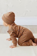 Load image into Gallery viewer, Organic Cotton Modal Gracelyn Zip Onepiece - Narrow Stripe Ginger