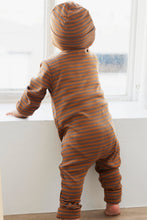Load image into Gallery viewer, Organic Cotton Modal Gracelyn Zip Onepiece - Narrow Stripe Ginger