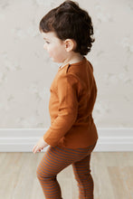 Load image into Gallery viewer, Organic Cotton Modal Elastane Legging - Narrow Stripe Ginger