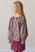 Load image into Gallery viewer, Organic Cotton Heather Blouse - Pansy Floral Fawn
