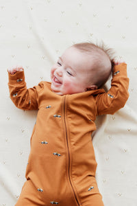 Organic Cotton Modal Reese Zip Onepiece - Zoomie Bears Ginger