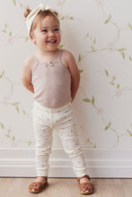 Load image into Gallery viewer, Organic Cotton Fine Rib Legging - Simple Flowers Egret