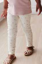 Load image into Gallery viewer, Organic Cotton Fine Rib Legging - Simple Flowers Egret