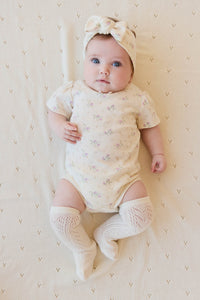 Organic Cotton Cap Sleeve Bodysuit - Thelma Orchid