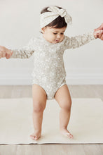 Load image into Gallery viewer, Organic Cotton Long Sleeve Bodysuit - Pansy Floral Mist