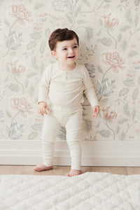 Organic Cotton Fine Rib Legging - Country Mist/Cloud  **Preorder**