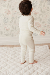 Organic Cotton Fine Rib Legging - Country Mist/Cloud  **Preorder**