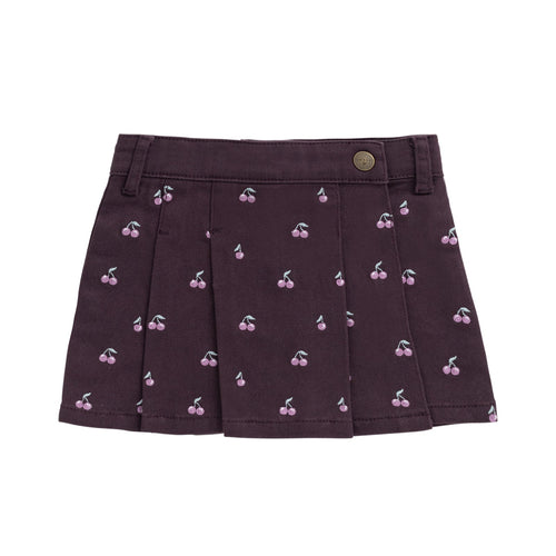 Chelsea Skirt - Cherry Love Plum Embroidery