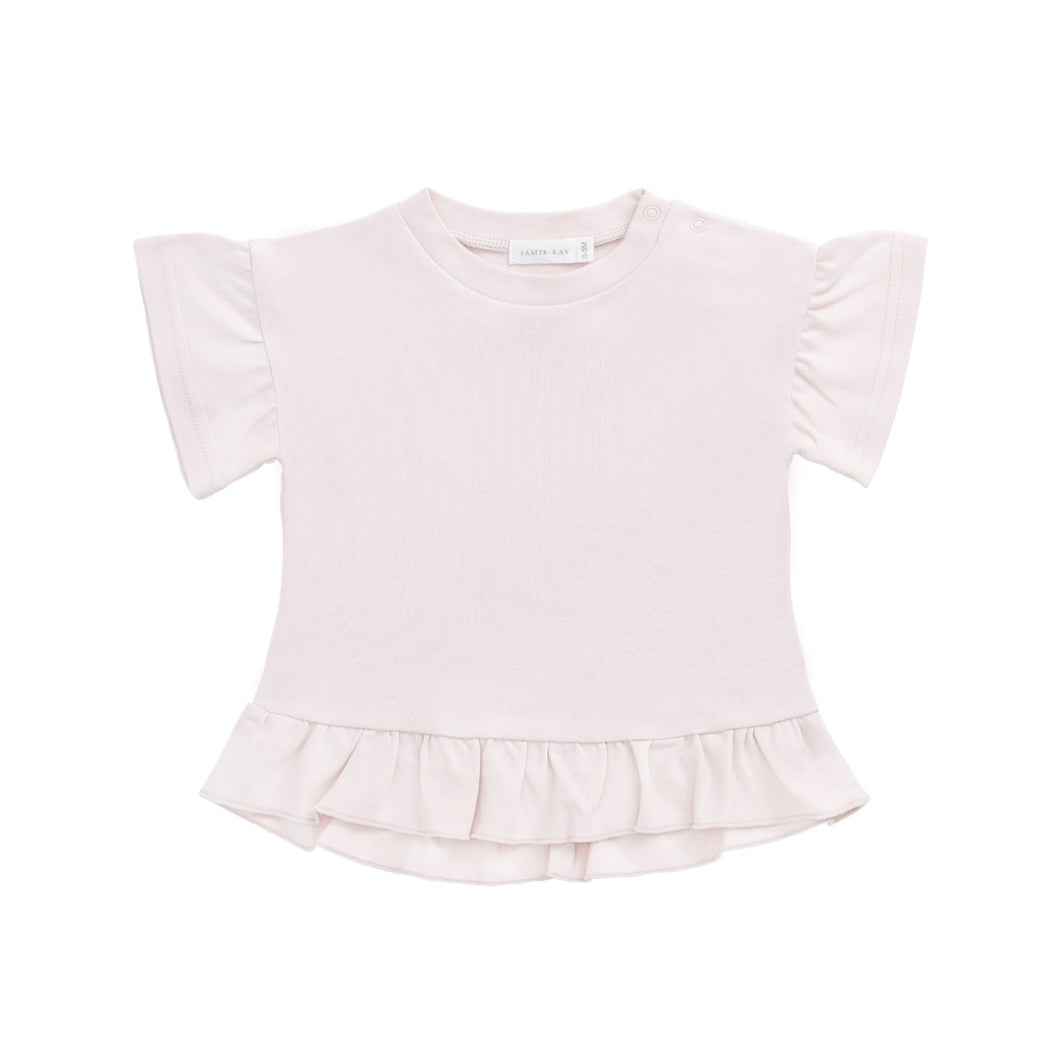Pima Cotton Courtney Ruffle Top - Soft Misty Rose