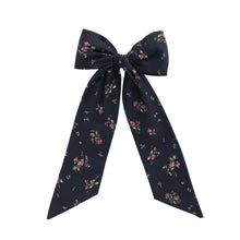Load image into Gallery viewer, Navy floral bow on a white background