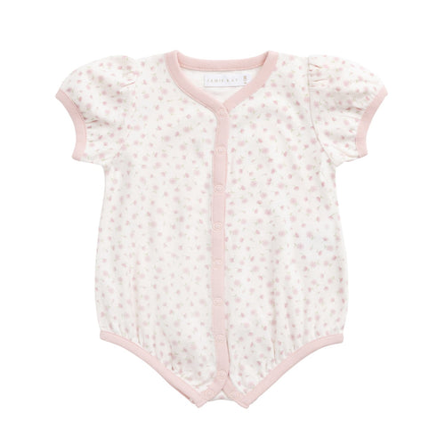 Baby romper with floral pattern on a white background