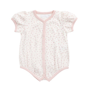 Baby romper with floral pattern on a white background
