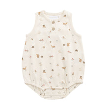 Load image into Gallery viewer, Baby romper with animal pattern on a white background