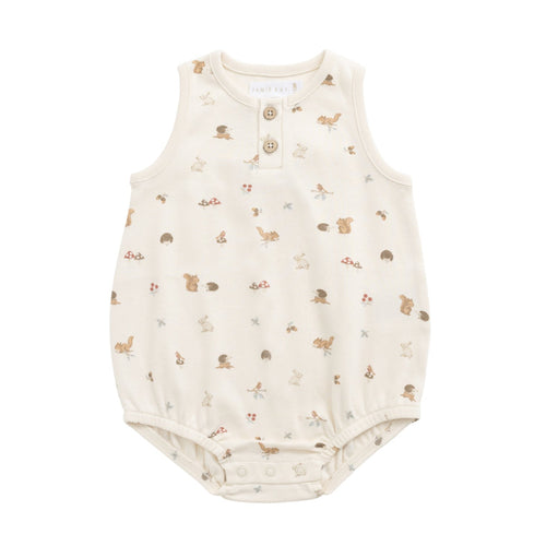 Baby romper with animal pattern on a white background
