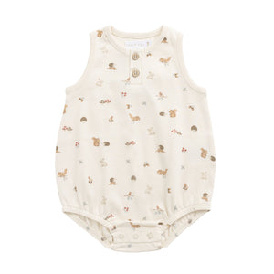 Baby romper with animal pattern on a white background