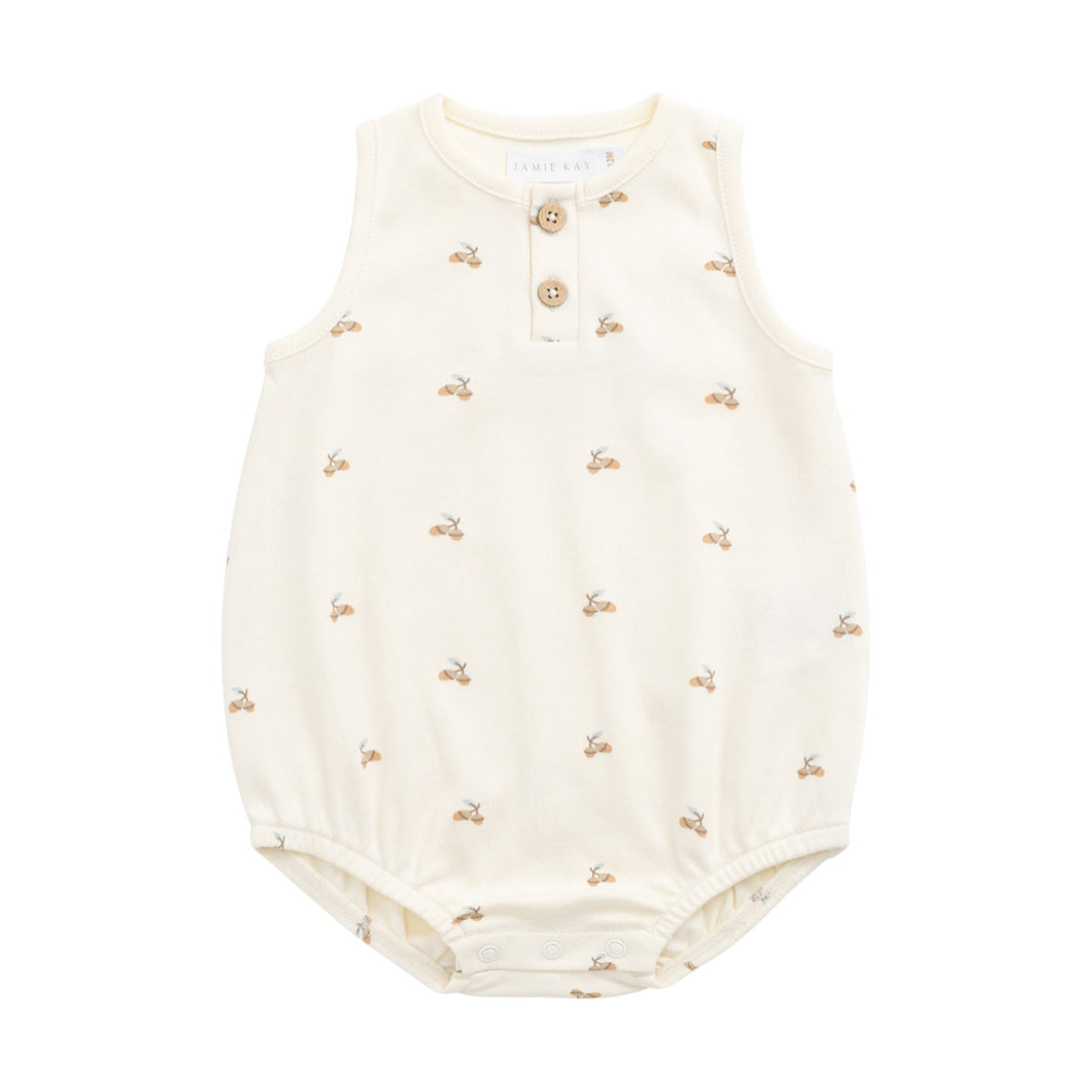 Baby romper with small patterns on a white background