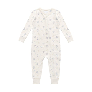 Baby onesie with heart pattern on a white background