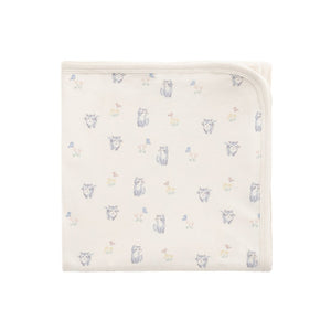 Baby blanket with colorful owl pattern on a white background