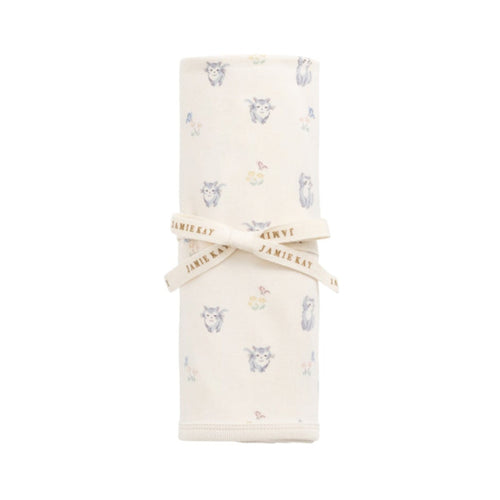 Folded fabric with floral pattern on a white background