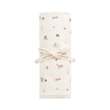 Load image into Gallery viewer, White swaddle blanket with gold floral pattern on a white background