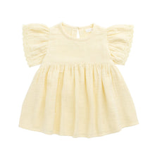 Load image into Gallery viewer, Yellow blouse with ruffled sleeves on a white background