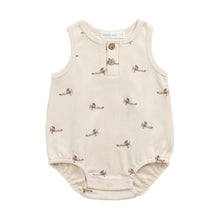 Load image into Gallery viewer, Baby romper with bird pattern on a white background
