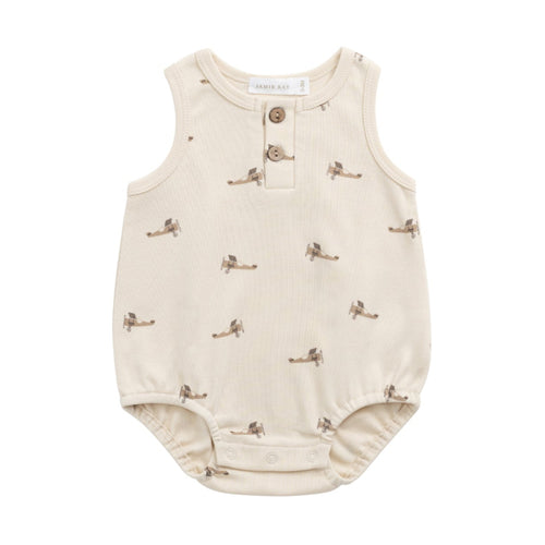 Baby romper with bird pattern on a white background
