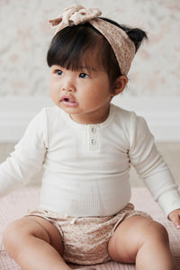 Organic Cotton Fine Rib Long Sleeve Bodysuit - Milk