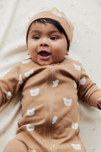Load image into Gallery viewer, Organic Cotton Reese Zip Onepiece - Bears Caramel Cream