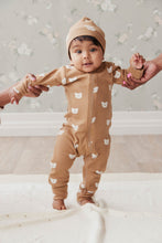 Load image into Gallery viewer, Organic Cotton Reese Zip Onepiece - Bears Caramel Cream