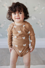 將圖片載入圖庫檢視器 Organic Cotton Fernley Long Sleeve Bodysuit - Bears Caramel Cream