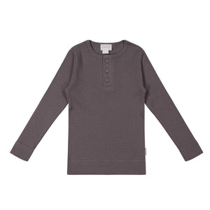 Organic Cotton Modal Long Sleeve Henley - Carob