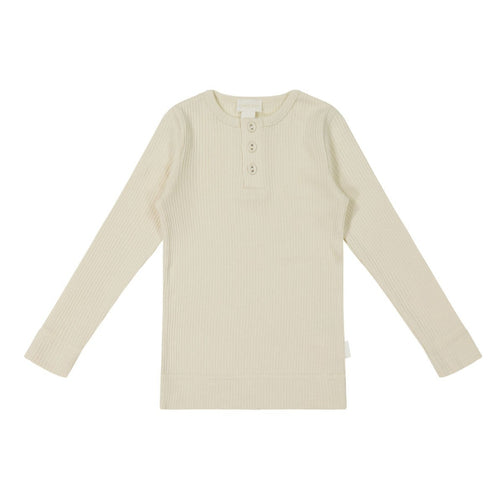 Organic Cotton Modal Long Sleeve Henley - Cloud