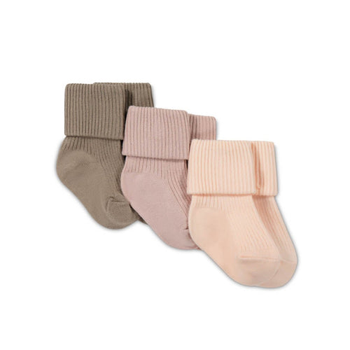 3PK Rib Sock - Taupe/Rose Dust/Ballet Pink