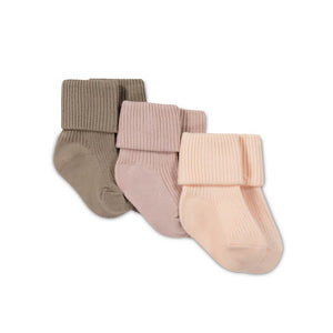 3PK Rib Sock - Taupe/Rose Dust/Ballet Pink