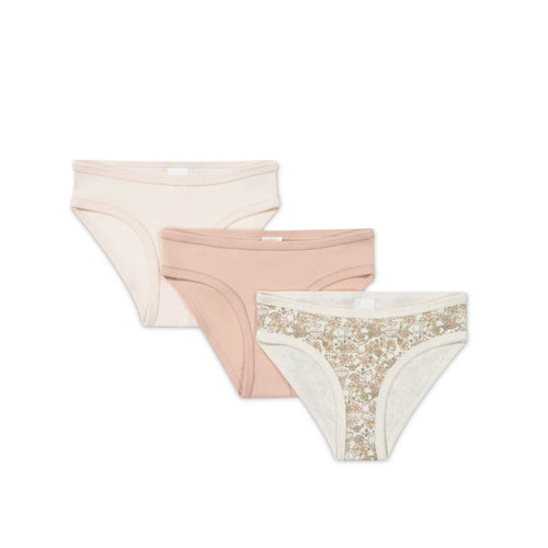 Organic Cotton 3PK Girls Underwear - Kitty Chloe/Dusky Rose/Rosewater **Preorder