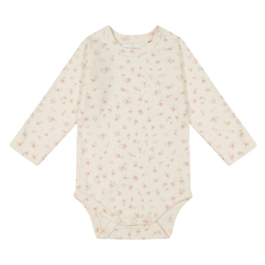 Organic Cotton Long Sleeve Bodysuit - Goldie Egret