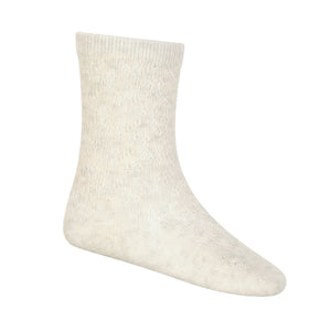 Scallop Weave Knee High Frill Sock - Light Oatmeal Marle