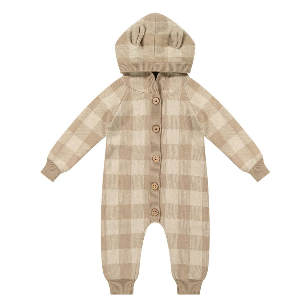 Check Bear Knitted Onepiece - Check Jacquard