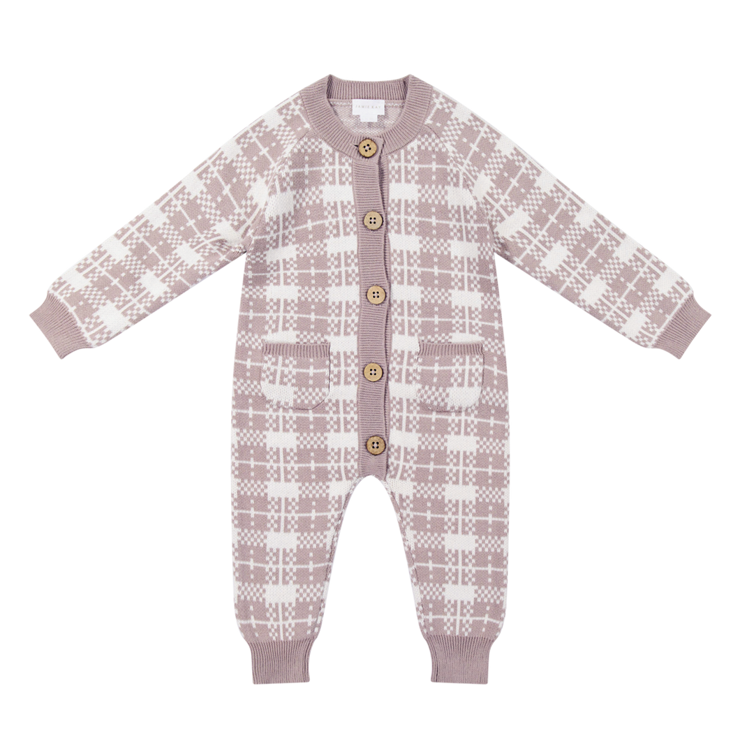 Marlo Knitted Onepiece - Marlo Check Jacquard Doe