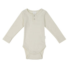 Load image into Gallery viewer, Organic Cotton Fine Rib Long Sleeve Bodysuit - Country Mist/Cloud  **Preorder**