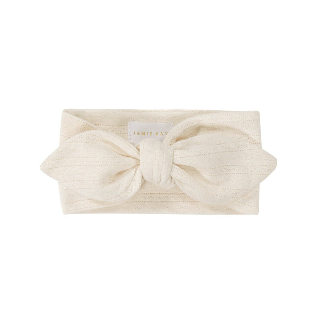 Organic Cotton Pointelle Headband - Natural  **Preorder**