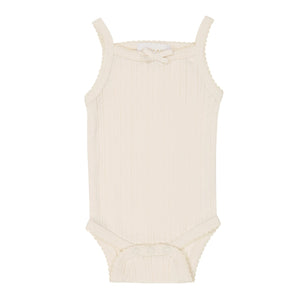 Organic Cotton Pointelle Singlet Bodysuit - Natural  **Preorder**