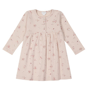 Organic Cotton Fine Rib Bridget Dress - Petite Fleur Soft Peony