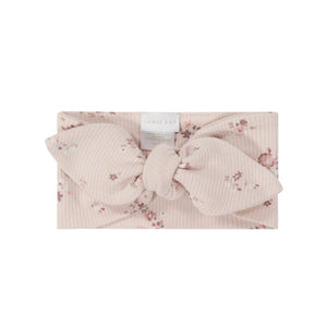 Organic Cotton Fine Rib Headband - Petite Fleur Soft Peony
