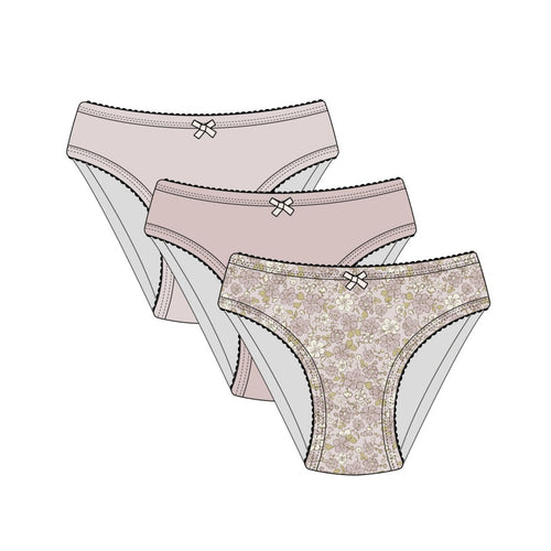 Organic Cotton 3PK Girls Underwear - Chloe Lilac/Luna/Violet Tint  **Preorder**