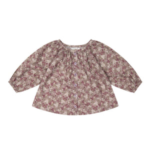 Organic Cotton Heather Blouse - Pansy Floral Fawn