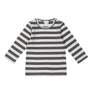 Pima Cotton Vinny Long Sleeve Top - Lava/Tofu Stripe