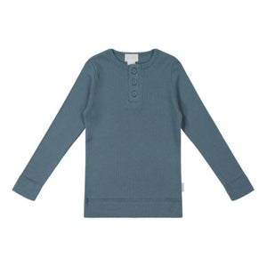 Organic Cotton Modal Long Sleeve Henley - Stormy Night