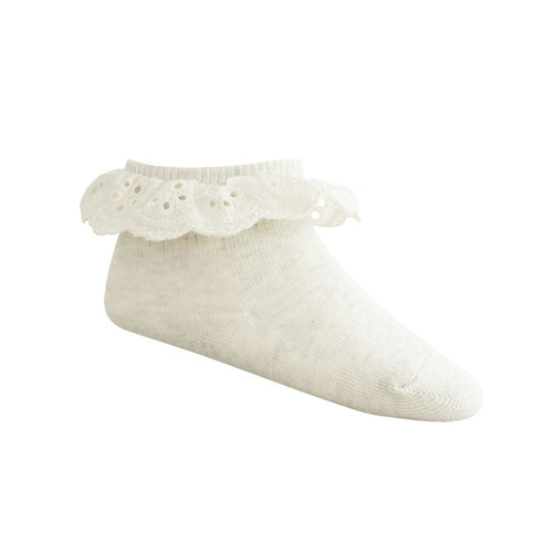 Frill Ankle Sock - Light Oatmeal Marle